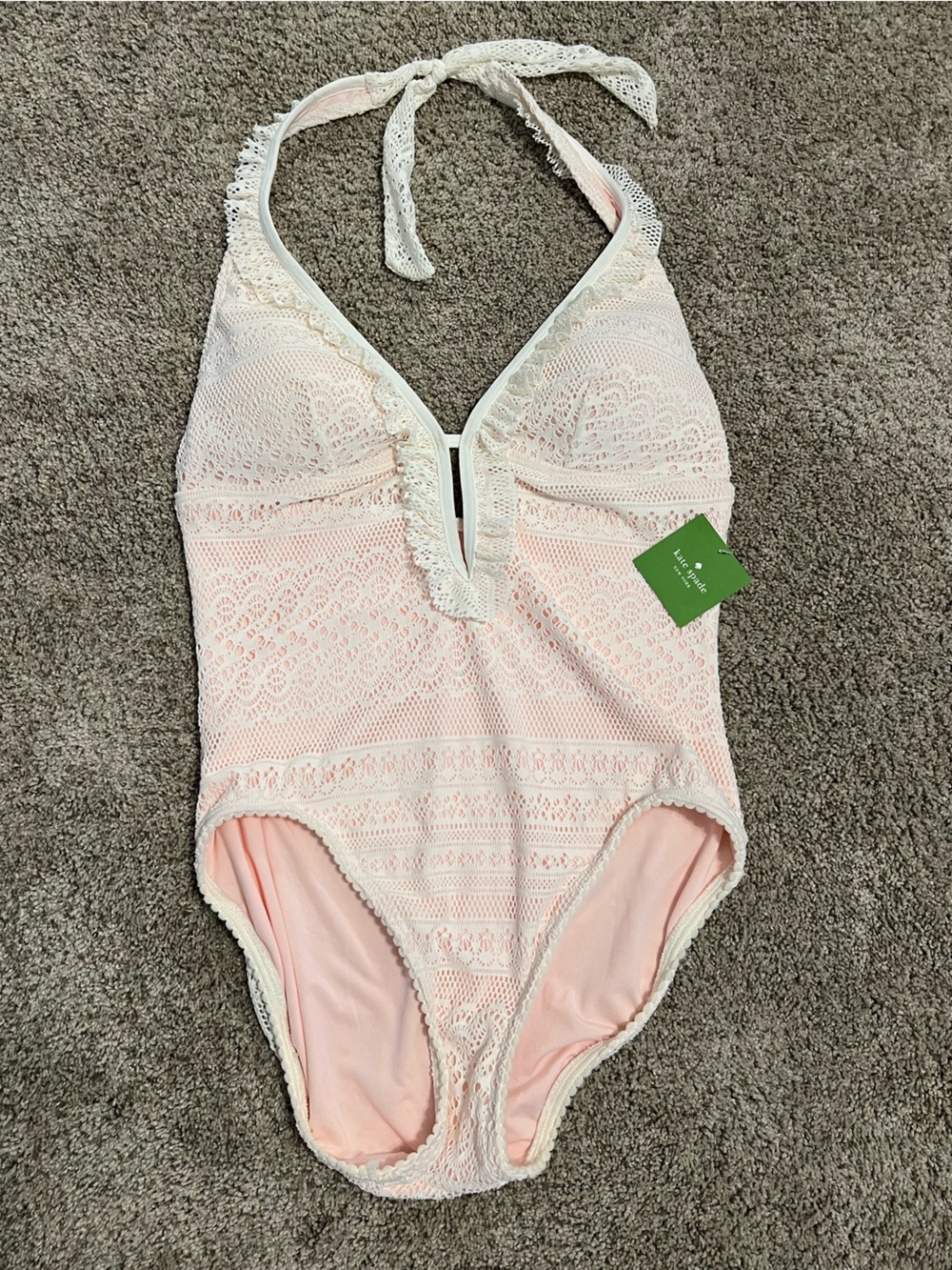 kate spade Light Pink Crochet One-Piece Swimsuit